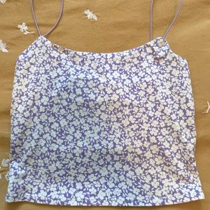 Gaze Lilac Floral Crop Tank XS